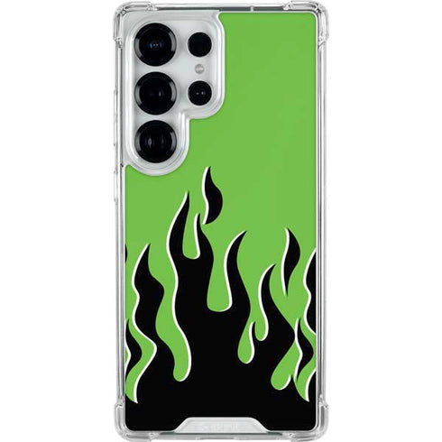 Green Flames Galaxy S25 Ultra Clear Case